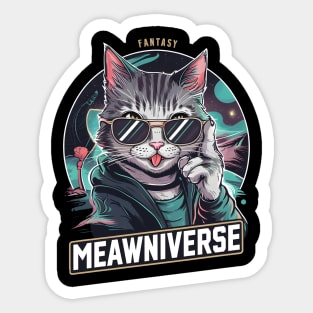 Galactic Cool: Meawniverse Sunglasses Cat Sticker